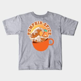 GREAT WAVE OF PUMPKIN SPICE, CASCADIA STYLE Kids T-Shirt